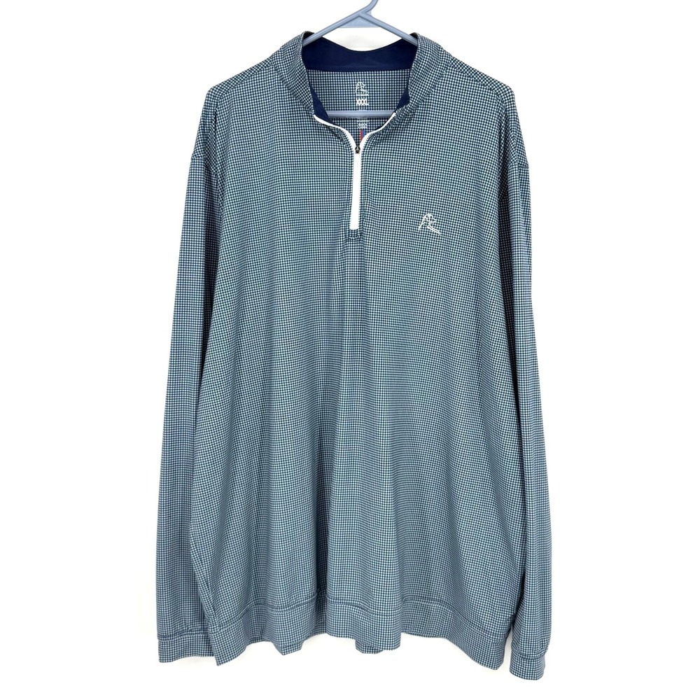 Rhoback Mens Houndstooth 1/4 Zip Pullover Long Sleeve Navy White XXL SP23_1_MTQZ